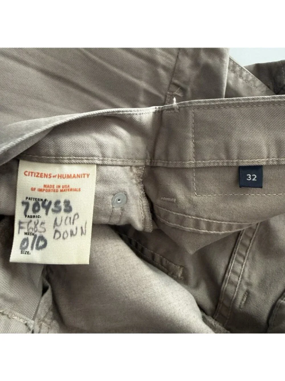 Citizens of Humanity Core Slim Straight Jean Sample in Siena Taupe Size 32